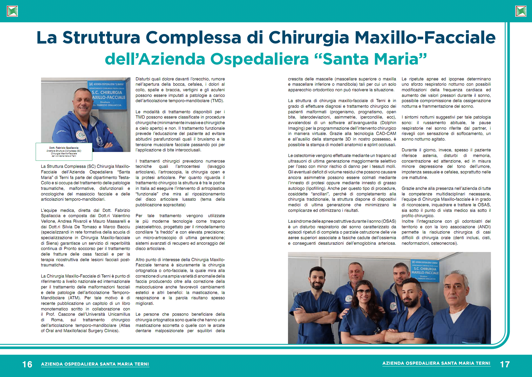 La Struttura Complessa di Chirurgia Maxillo-Facciale dell’Azienda Ospedaliera “Santa Maria”